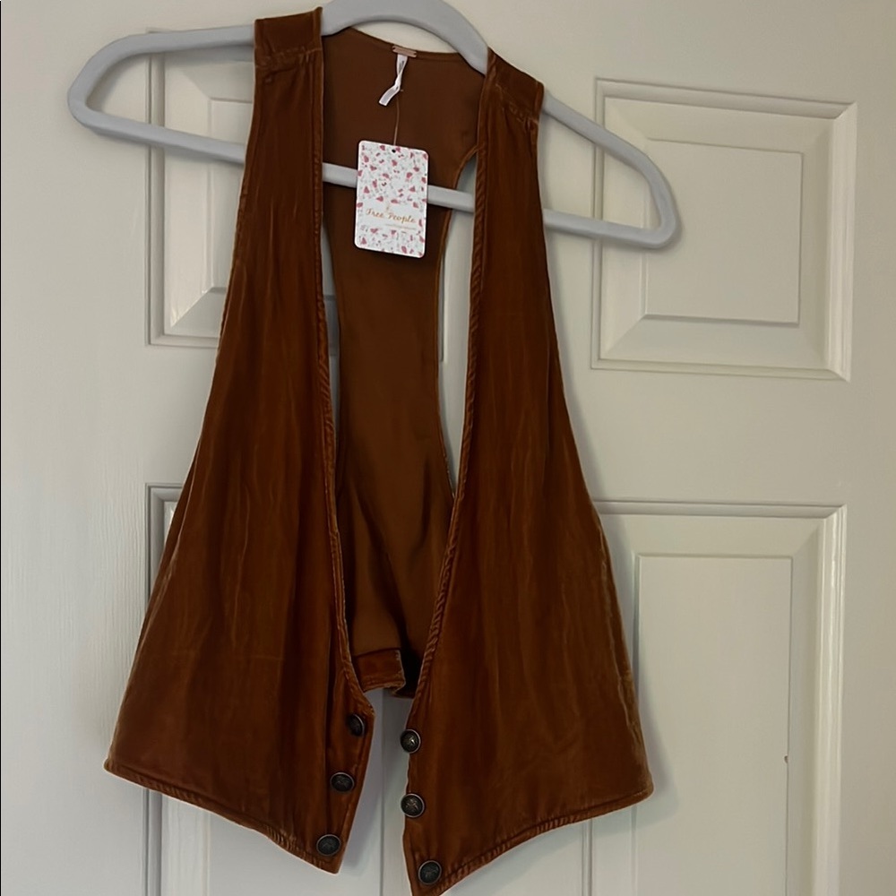 Brown Sleeveless Vest with Button Detail